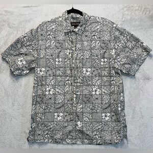 COOKE STREET Honolulu VTG Hawaiian Shirt Men’s Large Cream Reverse Print Tribal